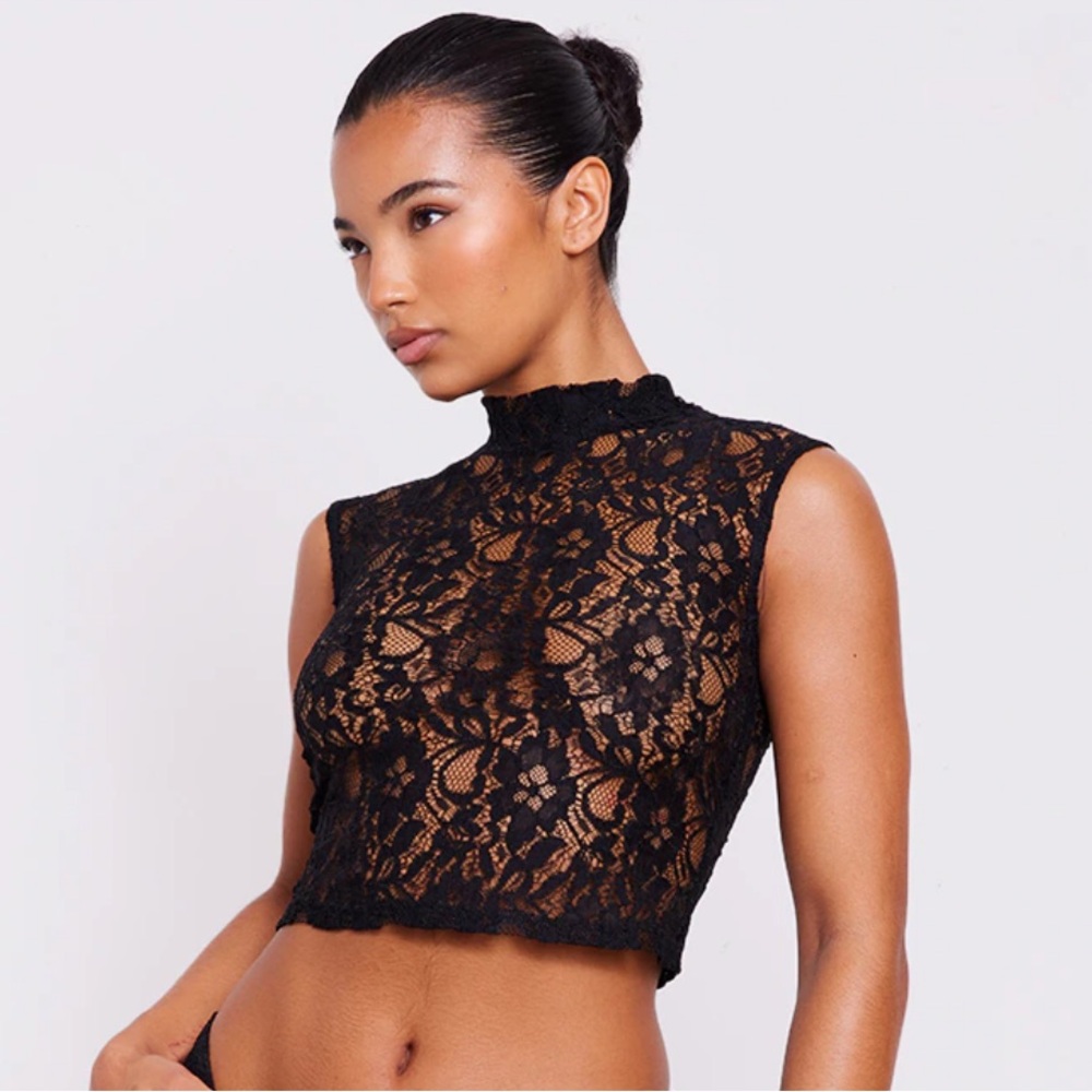 Black Lace Crop Top